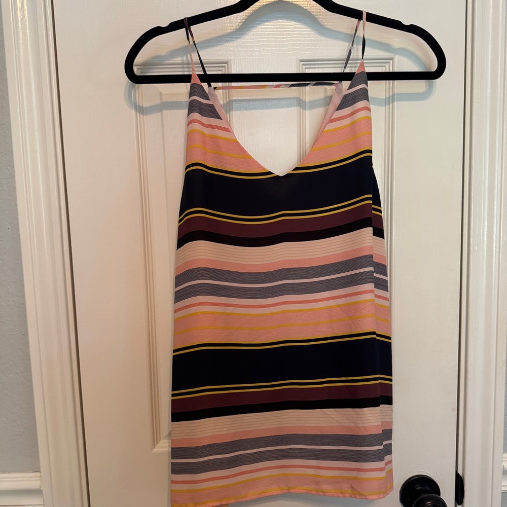 LOFT Multi Color Striped V Neck Cami Size M